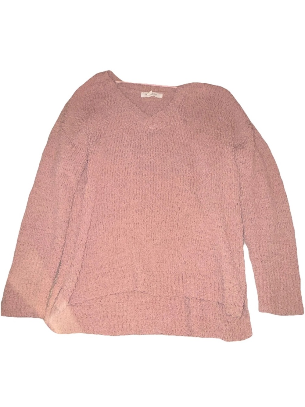Plush Dusty Pink V-Neck Women's Sweater